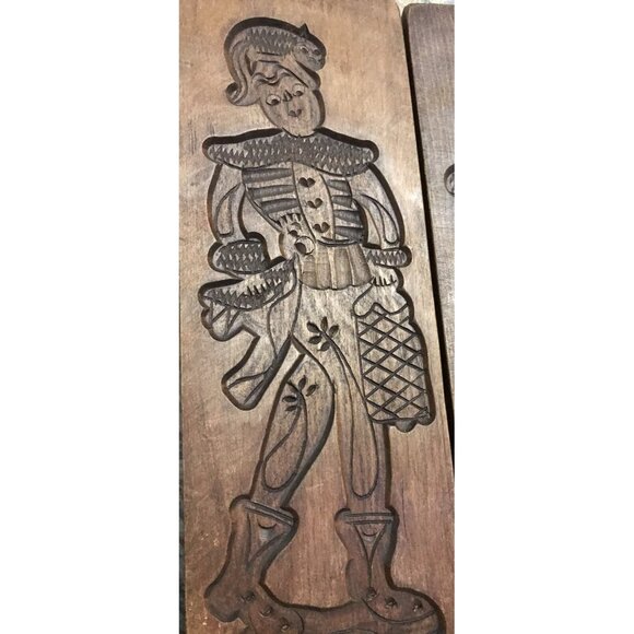 Antique Wooden Hand Carved SPRINGERLE Cookie Press Boards MOLD, Set of 2, Couple - Picture 3 of 9